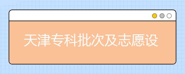 天津专科批次及志愿设置是什么？如何投档？